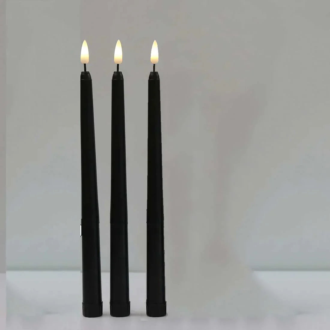 Avelena | 3 Stück schwarze LED-Kerzen mit flackernder Flamme