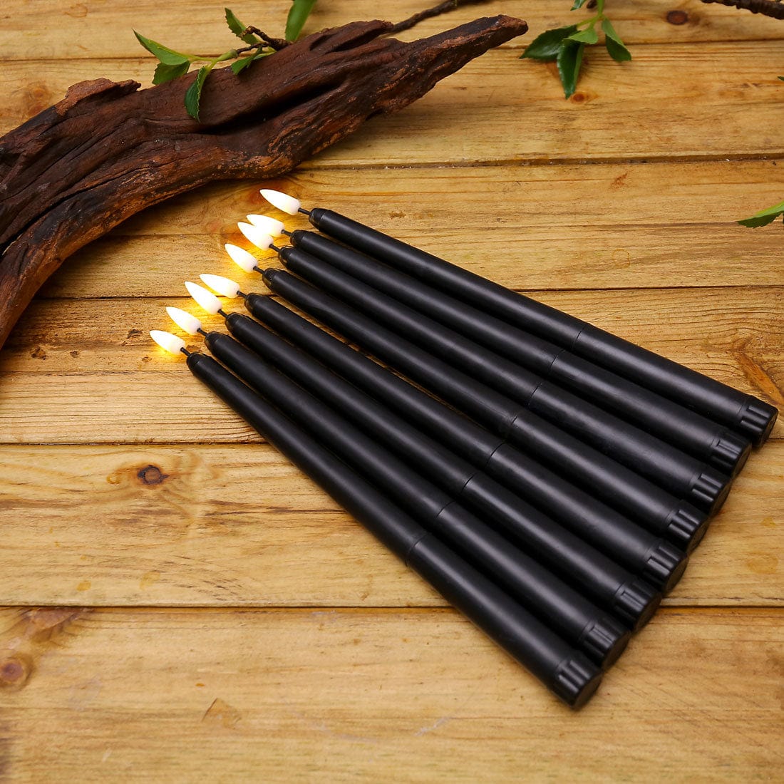 Avelena | 3 Stück schwarze LED-Kerzen mit flackernder Flamme