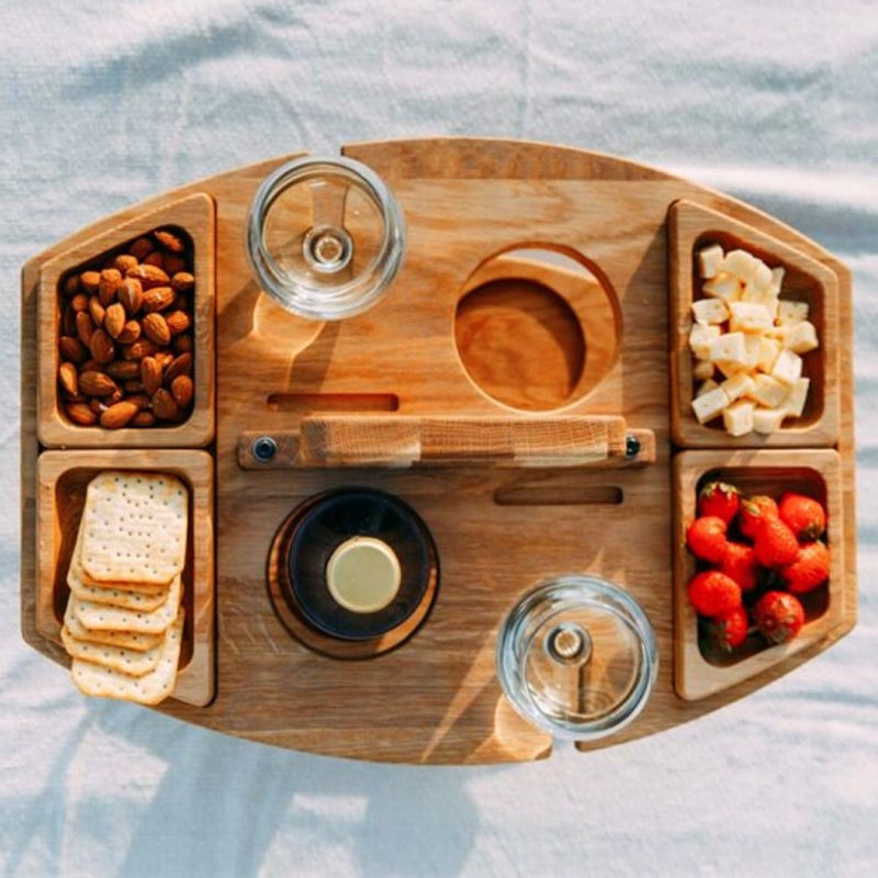 Avelena | Tragbarer Holz Picknick Wein Tisch