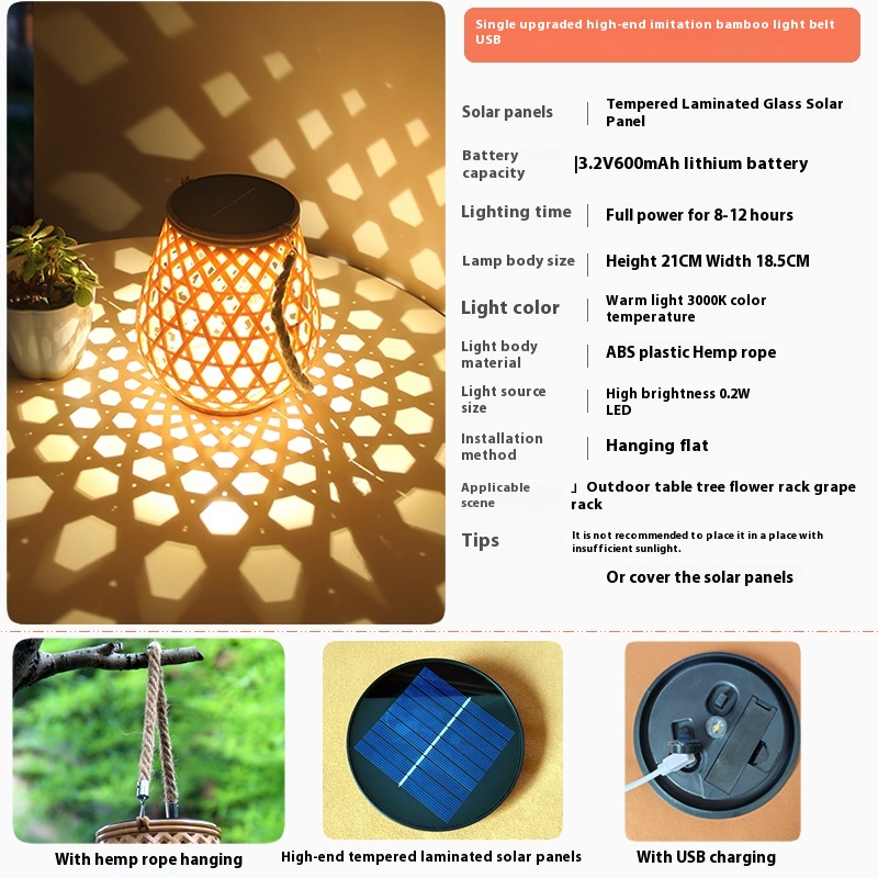 Avelena | Solar LED Rattan-Laterne – Große Außenbeleuchtung im Oval-Design für Garten und Terrasse