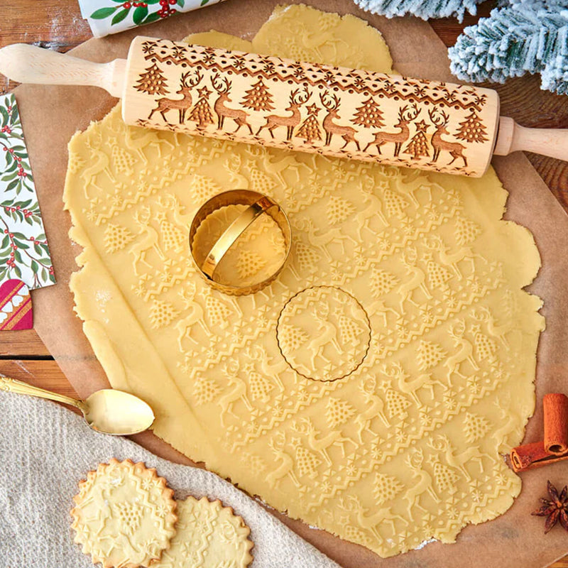 Avelena | Weihnachtliche Holz-Ausrollwalzen
