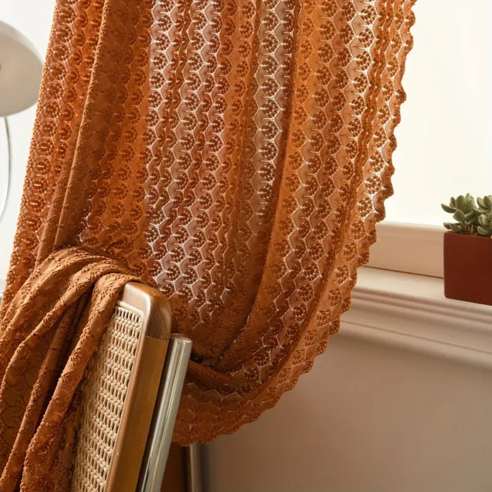 Avelena | Amber Glow Boho Spitzenfenster-Vorhangpaneel