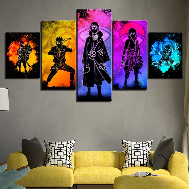 Avelena | 5 Stück Naruto Anime - Leinwand Wandkunst Gemälde