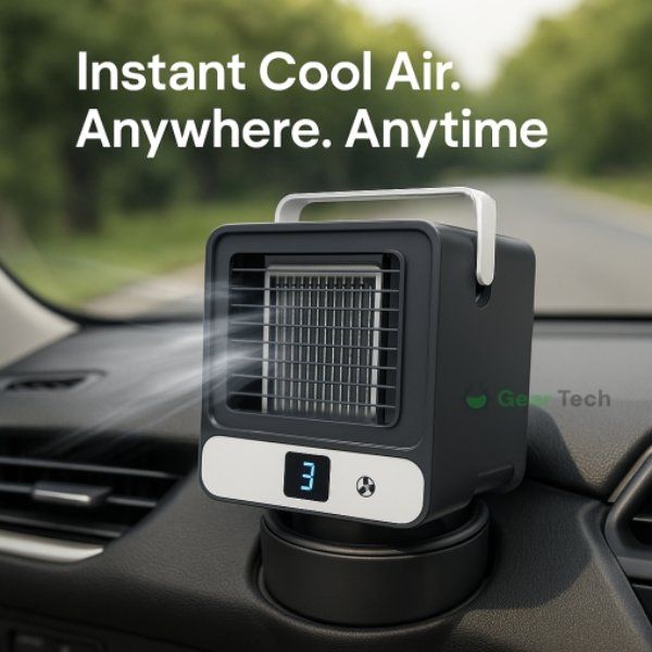Avelena | Tragbare Mini-Klimaanlage | Ultra-portables Auto-Klimasystem, leises 4-Blatt-Design & ideal für Zuhause, Büro und Reisegebrauch
