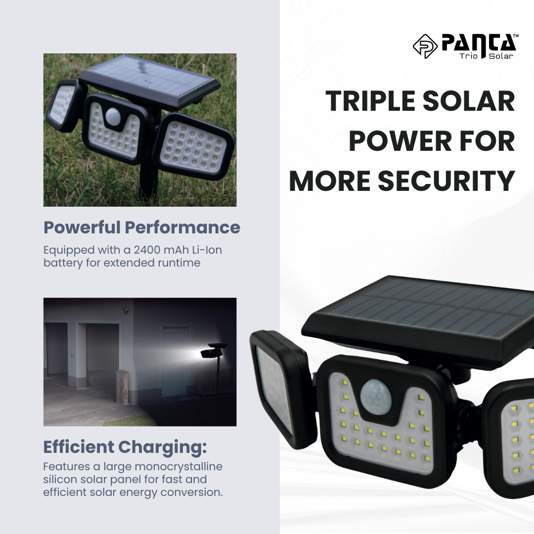 Avelena | Solar-powered outdoor lights – Panta Trio with motion sensor for garden & security lighting