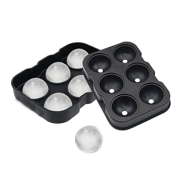 Avelena | Umweltfreundliche, ungiftige Lebensmittelqualität Silikon 6 Kugeln runde Eiswürfelform Eisball Silikon-Eiswürfel mit Deckel