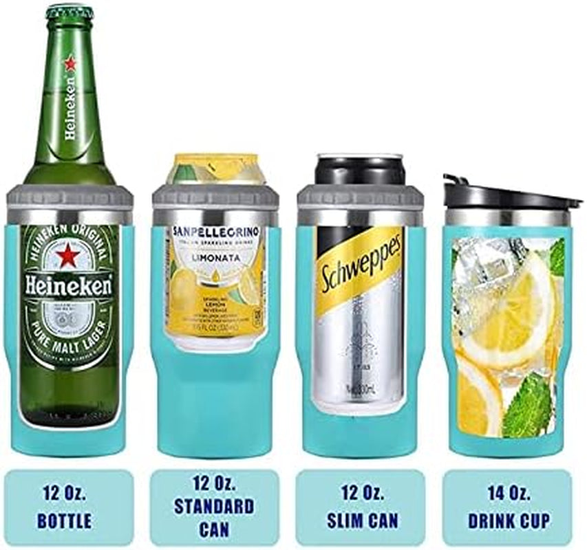 Avelena | 4 in 1 Edelstahl Dose-/Flaschenisolator, 14Oz Zwei-Wege-Deckel SUS Isolierte Dose Kühler, Bierflaschenhalter (Schwarz)