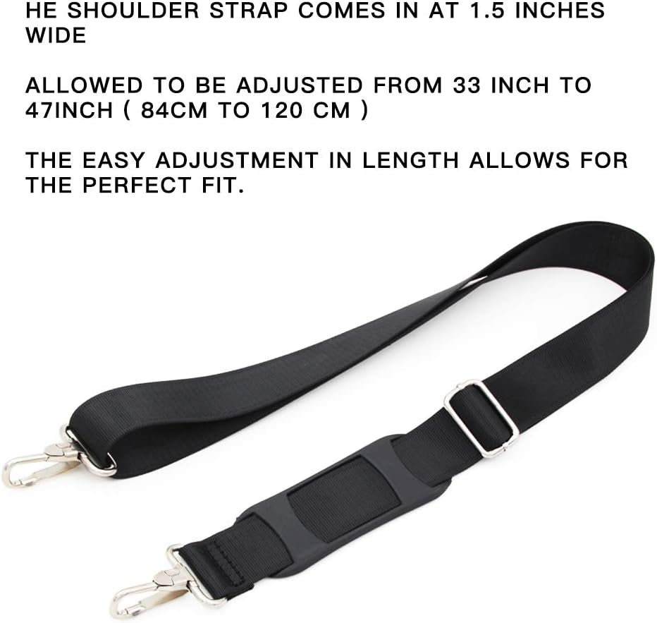 Avelena | 47 Zoll Tasche Ersatz Schultergurt | Gepolstert & Verstellbar - Perfekt für Reisetaschen, Laptop-Taschen, Aktentaschen, Kamerataschen, Umhängetaschen, Wickeltaschen & Mehr (Schwarz)