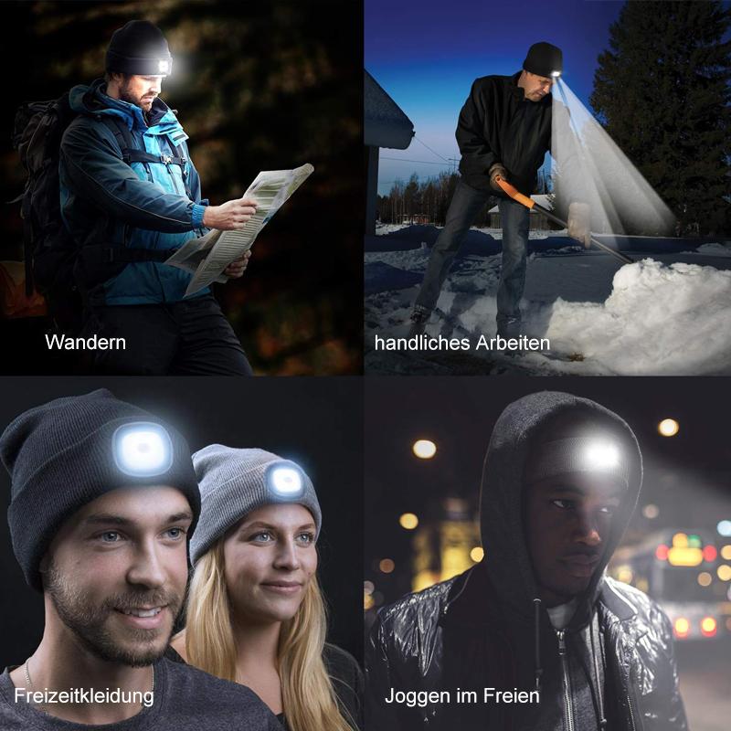 Avelena | Abziehbar LED Stirnlampe Beanie Mütze