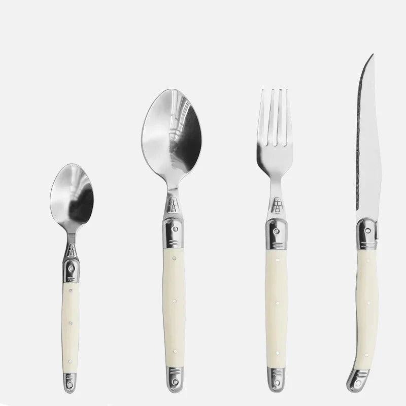 Avelena | Elfenbeinfarbenes Laguiole-Besteckset