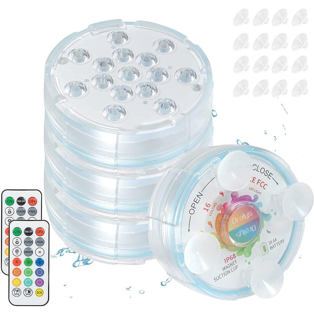 Avelena | 4-Pack: Dekorative wasserdichte batteriebetriebenen LED-Leuchten - 16 wechselnde Farben