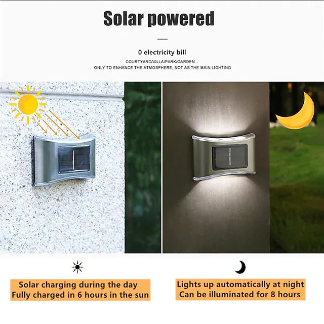 Avelena | 4-teilige: Solar Außen 6 LED Waterproof Wandlichter