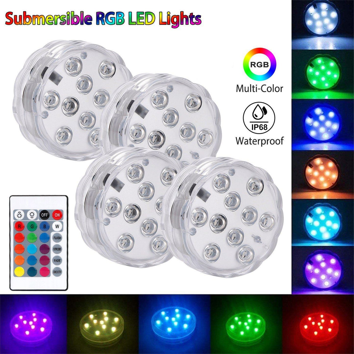 Avelena | 4-Teilig: Unterwasser RGB LED Lichter