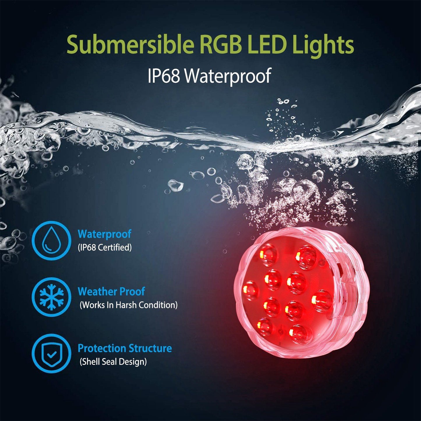 Avelena | 4-Teilig: Unterwasser RGB LED Lichter
