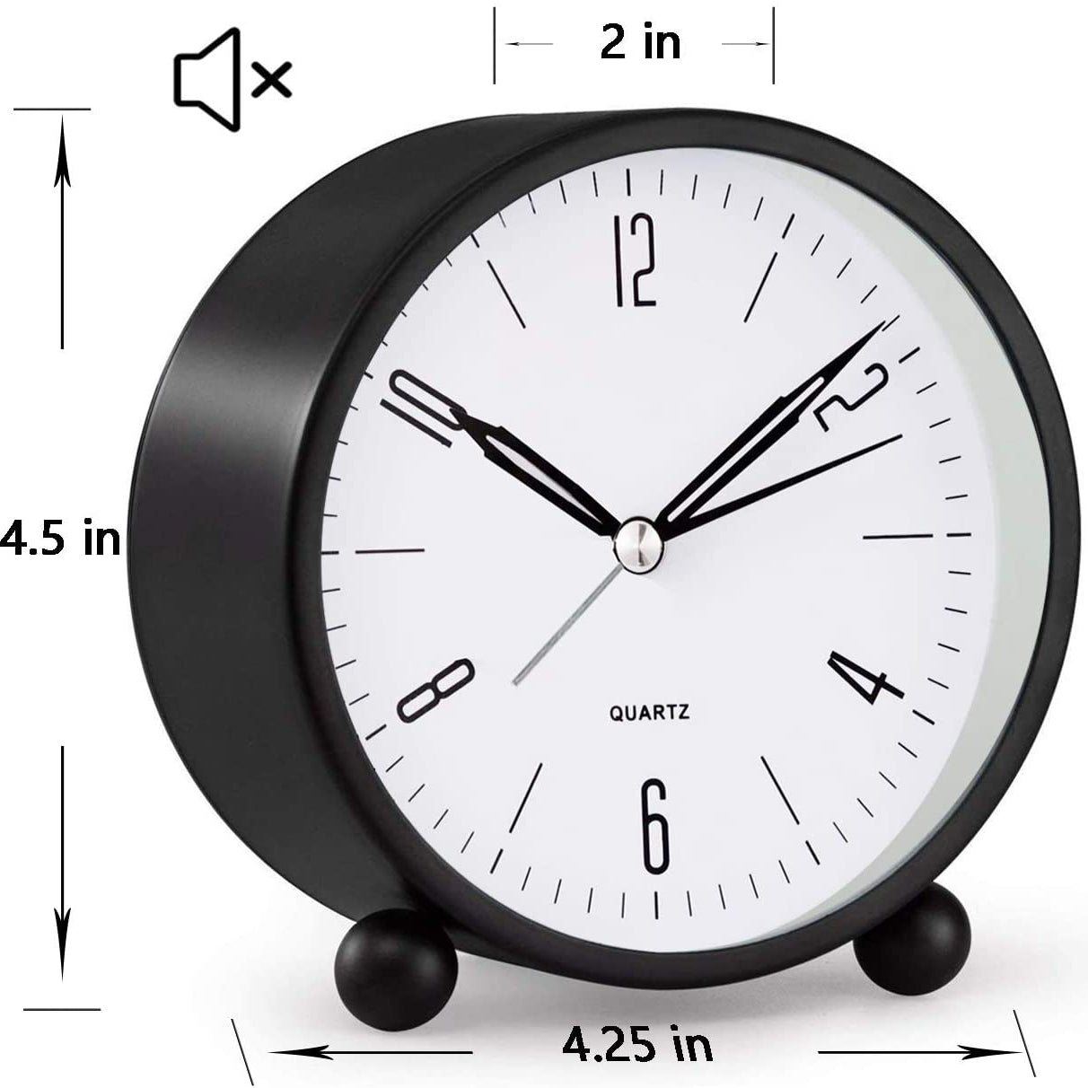 Avelena | 4" Super Silent Non Ticking Analogwecker mit Nachtlicht