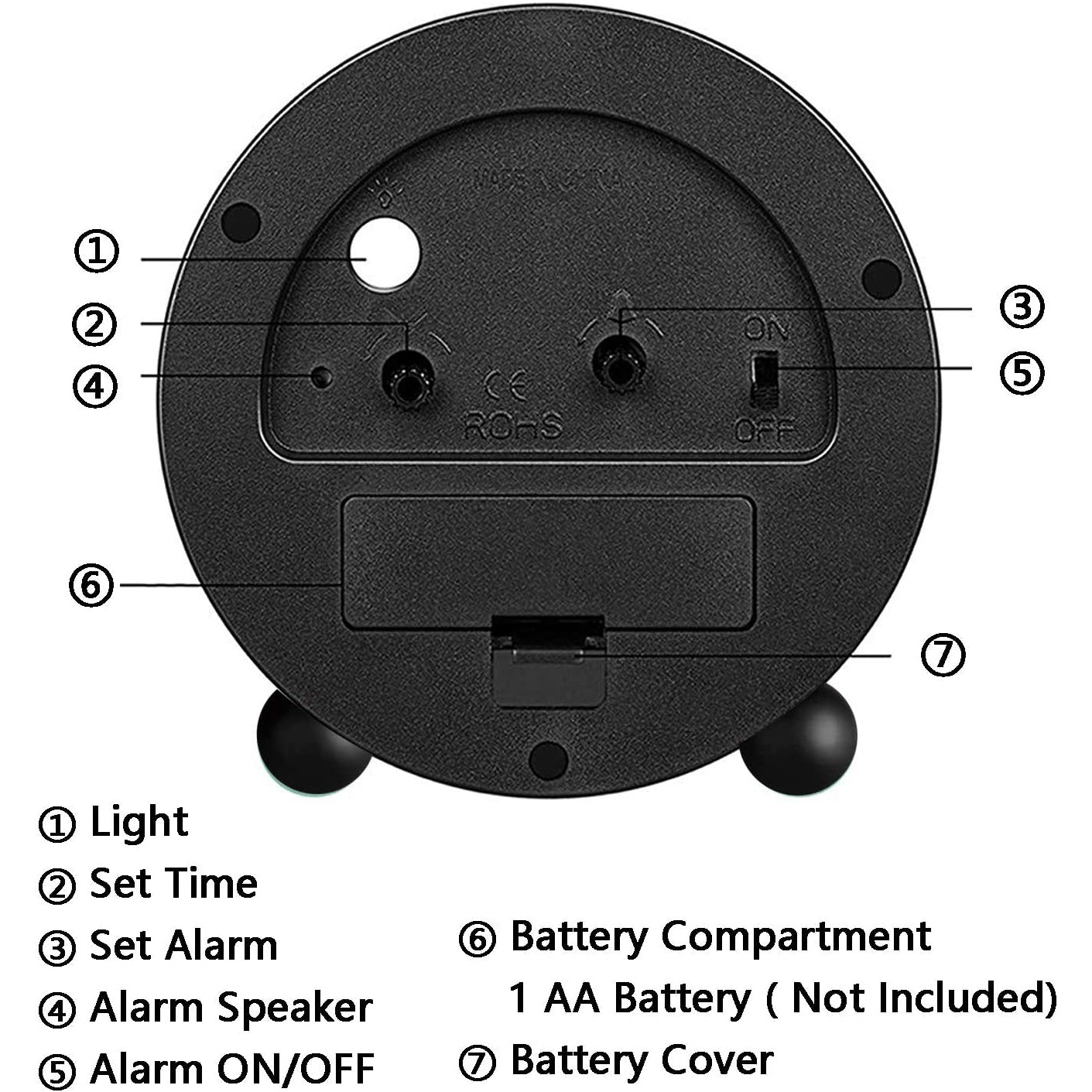 Avelena | 4" Super Silent Non Ticking Analogwecker mit Nachtlicht