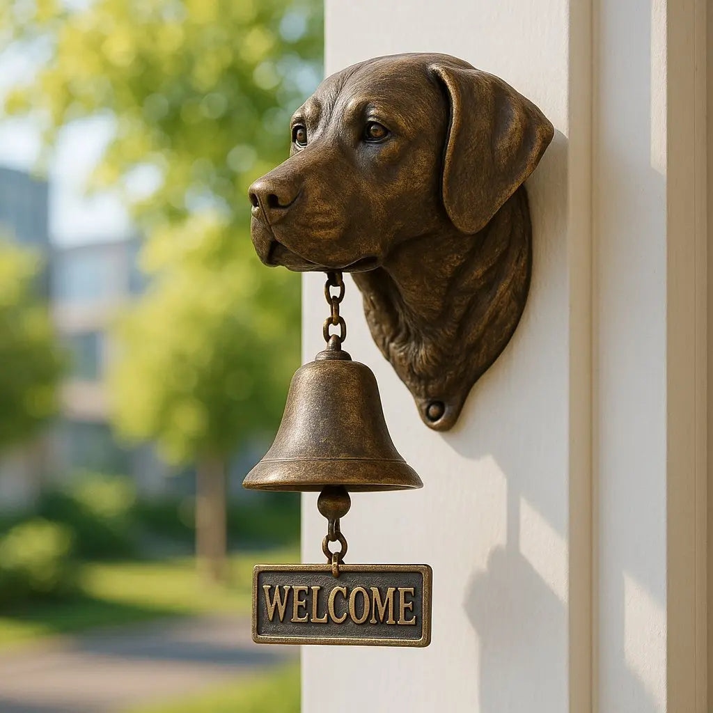 Avelena | Willkommen Glocke Schäferhund Bronze – Elegante Wandglocke mit Deutschem Schäferhund Design