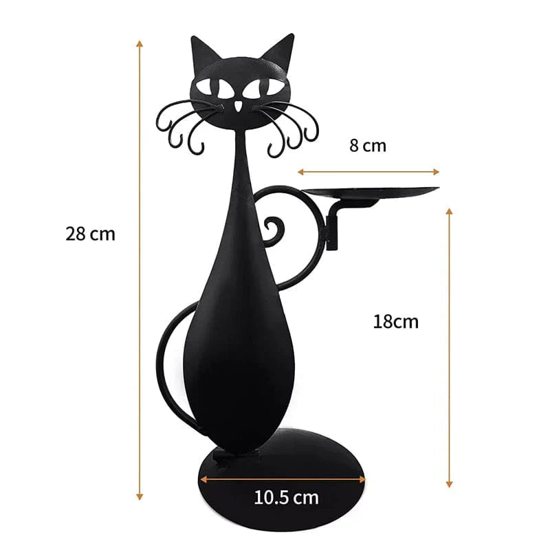 Avelena | Schwarze Katze Kerzenhalter