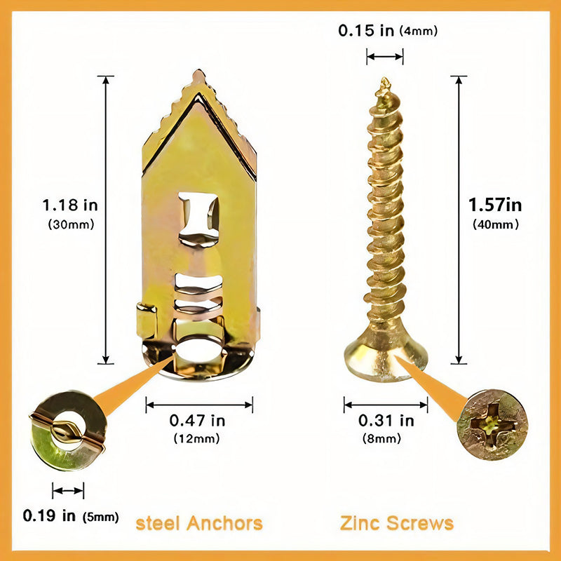 Avelena | Trockenbau-Erweiterungsanker + hochfeste Zinkscrews Kit (Packung mit 100)