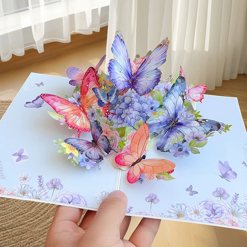 Avelena | Vibrant 3D Schmetterling & Gänseblümchen Pop-Up Grußkarte