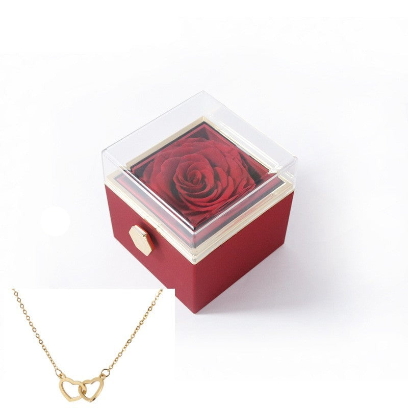 Avelena | 180° Roos Geschenkbox | Mit Gravierter Love Kette