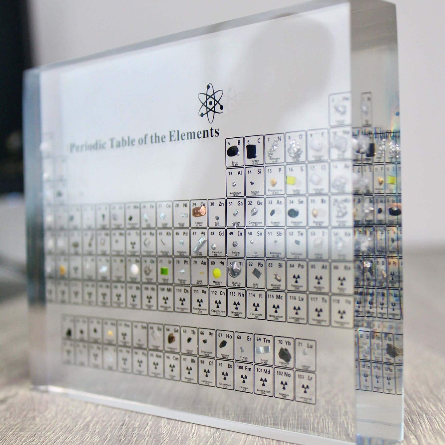 Avelena | AtomVault | Bildungs Periodensystem Anzeige mit echten Elementen – Premium Glas Wissenschafts Dekor