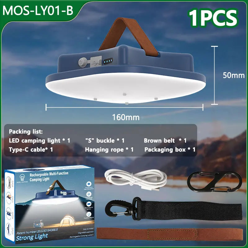 Avelena | 80W LED Solar-Aufladbare Campinglampe mit Magnet und Zoomfunktion