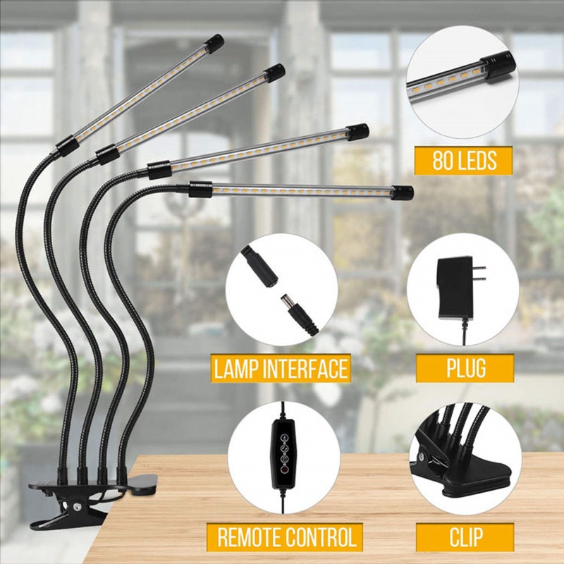 Avelena | Pflanzenwachstumslicht mit 4 Flexiblen Armen und Dimmfunktion für Indoor-Gärten