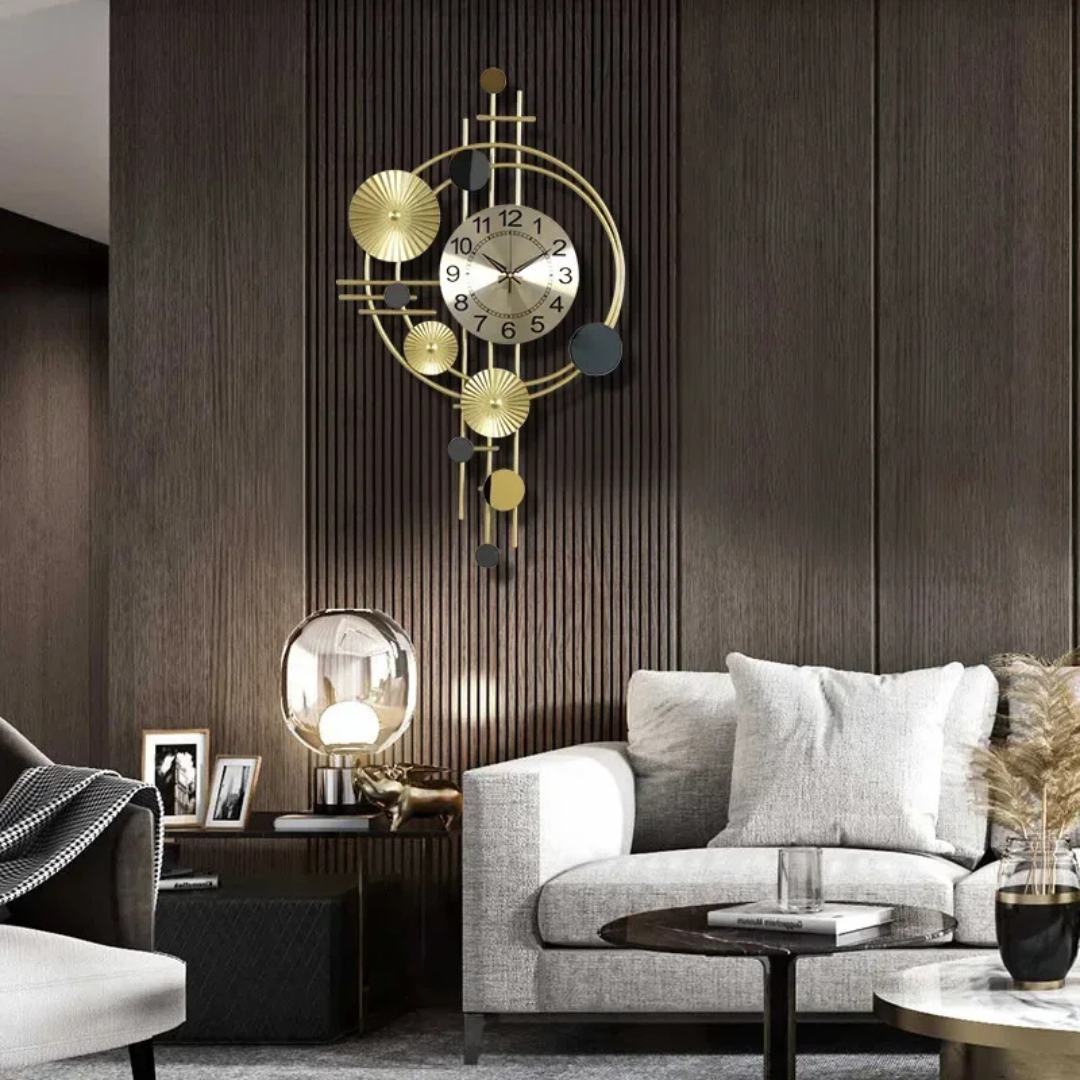 Avelena | Vornix | Große Moderne Wanduhr – Elegantes Metall Design für Wohnzimmer oder Büro