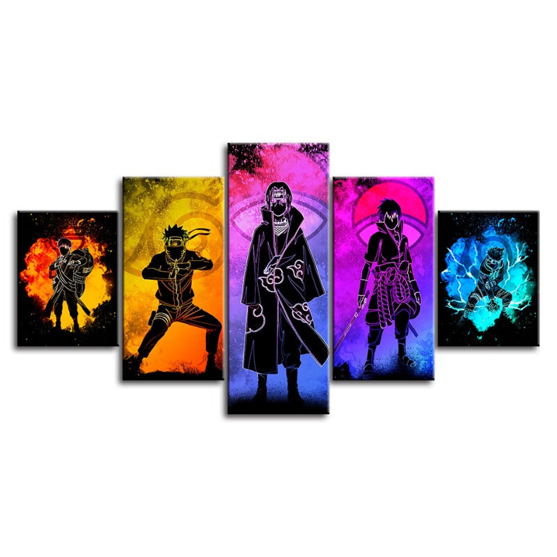 Avelena | 5 Stück Naruto Anime - Leinwand Wandkunst Gemälde
