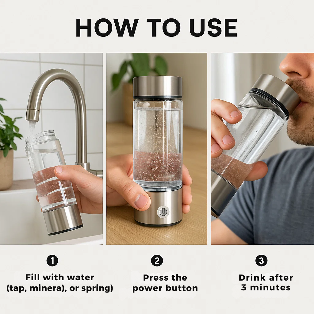 Avelena | Wasserflasche mit Wasserstoff | USB wiederaufladbar, entzündungshemmend & perfekt für tägliche Hydratation und Wellness
