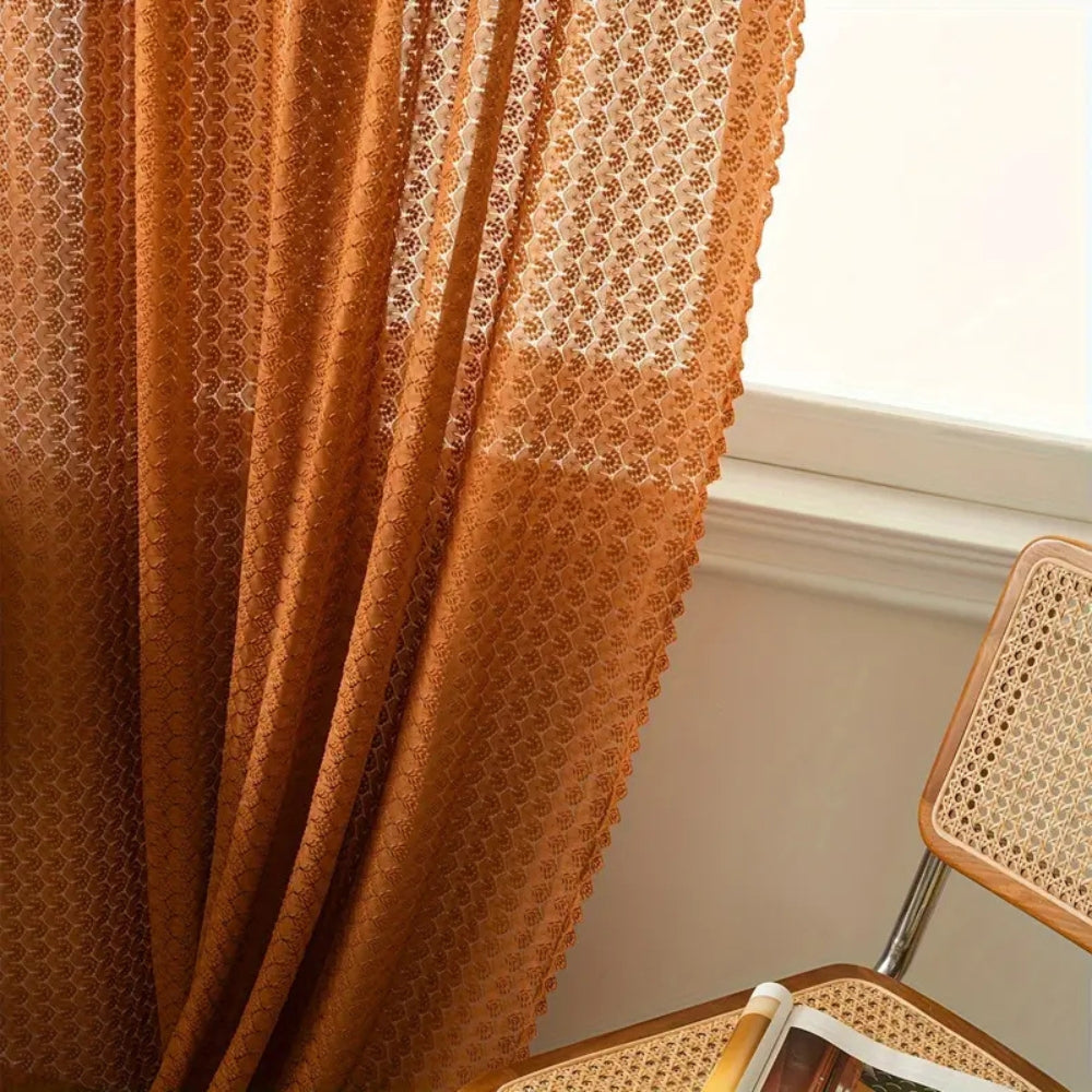 Avelena | Amber Glow Boho Spitzenfenster-Vorhangpaneel