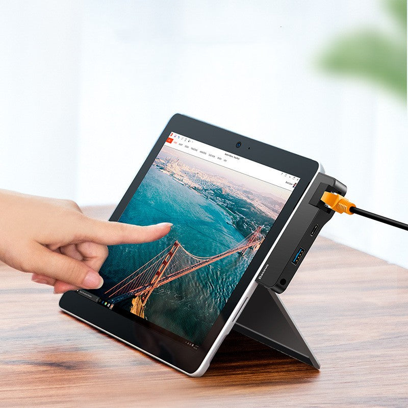 Avelena | 4-in-1 Surface Go Docking Station, USB Typ C Adapter Dongle mit Ethernet-Port, USB 3.0 Port, USB-C Datenübertragungsport, 3,5mm Audio/Kopfhöreranschluss