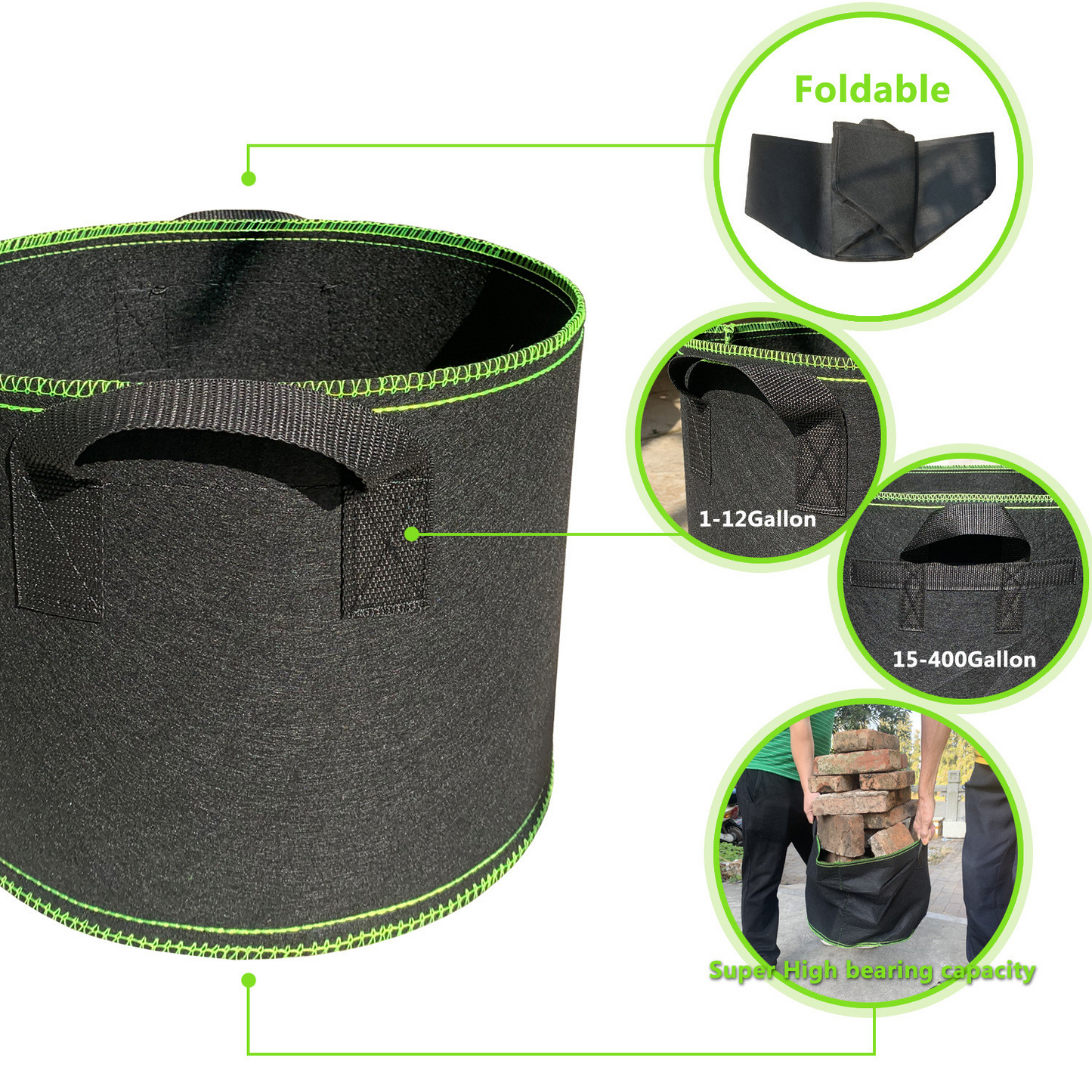 Avelena | Pflanzsack aus Vliesstoff – Robuster Gartenbehälter mit Griffen für Pflanzen