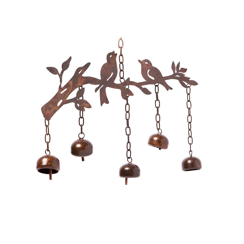 Avelena | Windspiel mit Vogelmotiv | Handgefertigtes Glockenspiel aus Eisen | Dekoration für Garten, Balkon & Terrasse