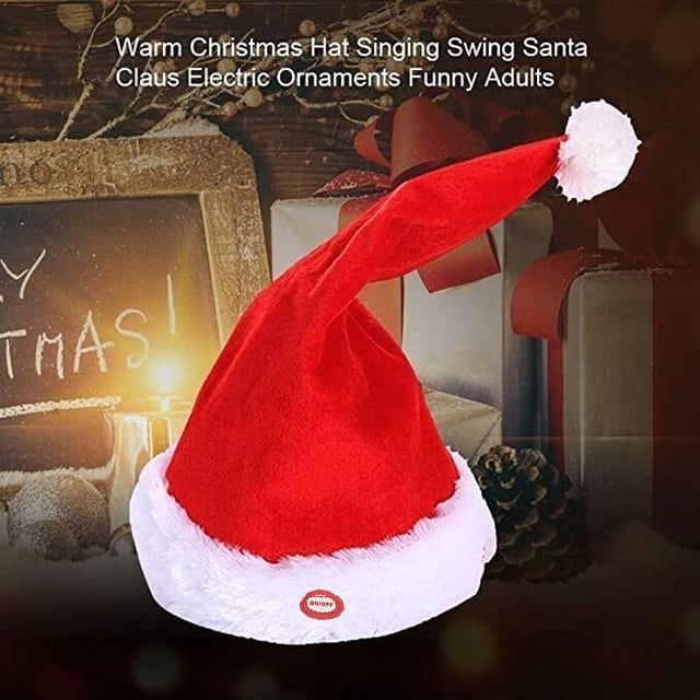 Avelena | Weihnachten Santa Hut | Singend & Tanzend | Elektrisch | Plüsch Rot | Lustige Geschenkidee & Party-Accessoire