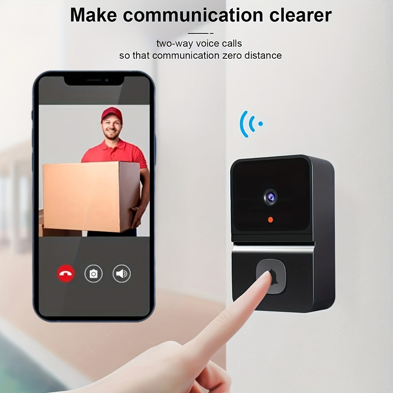 Avelena | SecureView | Drahtlose Türklingel mit Kamera und Nachtsicht für häusliche Sicherheit