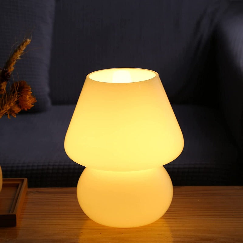 Avelena | Pilzlampe, Glas-Pilz-Nachttischlampen Translucente Murano Vintage Stil Gestreifte Kleine Nachttisch Desklampe Wirbellicht für Wohnkultur, Esszimmer, Wohnzimmer, Schlafzimmer, Geschenk