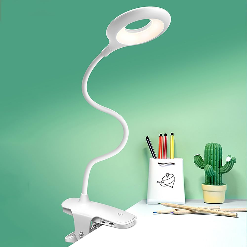 Avelena | Wiederaufladbare LED Tischlampe mit Clip – Einstellbare Schreibtischleuchte für Homeoffice und Studium