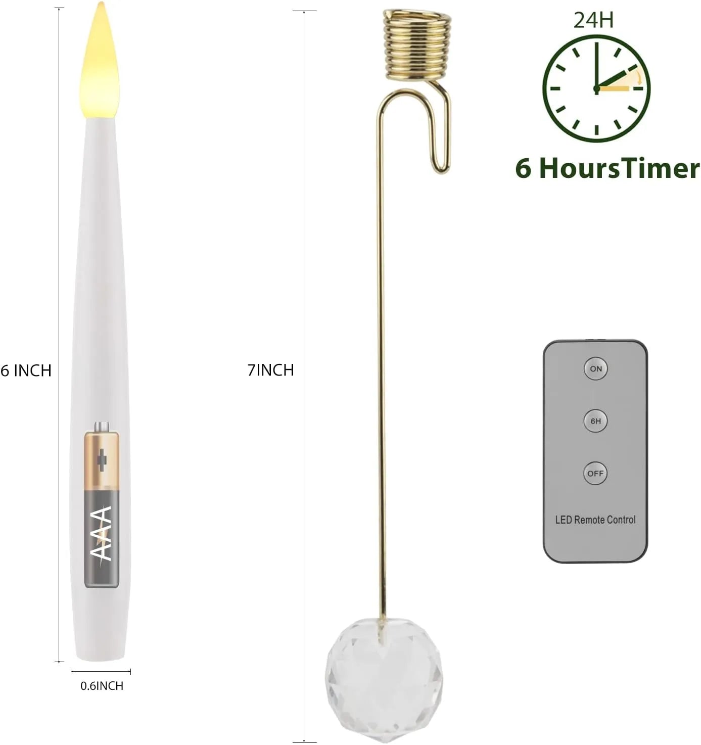 Avelena | Weihnachtsbaum LED-Kerzen Set | 12 Stück mit Fernbedienung & Timer | Warmweißes Flackern | Flameless & sicher