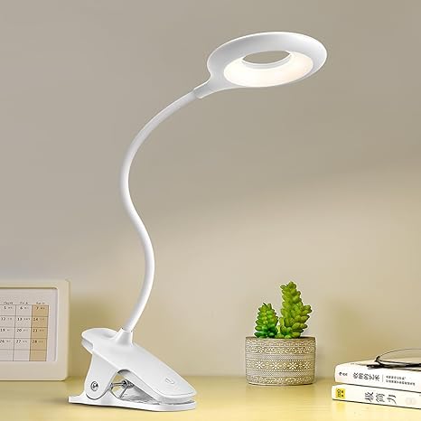 Avelena | Wiederaufladbare LED Tischlampe mit Clip – Einstellbare Schreibtischleuchte für Homeoffice und Studium