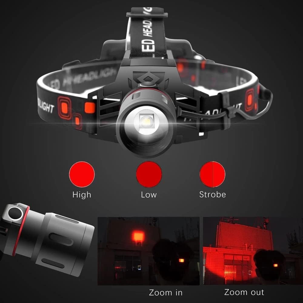 Avelena | Wiederaufladbare LED Stirnlampe mit Weiß-, Rot- und Grünlicht – Leistungsstarke Kopflampe mit USB und Akku