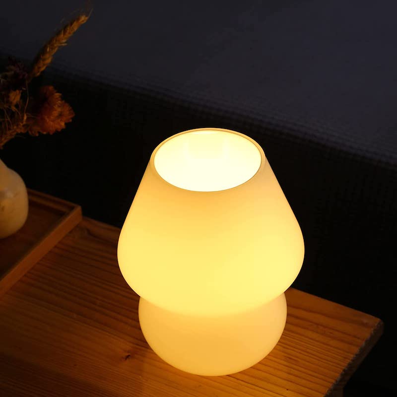 Avelena | Pilzlampe, Glas-Pilz-Nachttischlampen Translucente Murano Vintage Stil Gestreifte Kleine Nachttisch Desklampe Wirbellicht für Wohnkultur, Esszimmer, Wohnzimmer, Schlafzimmer, Geschenk