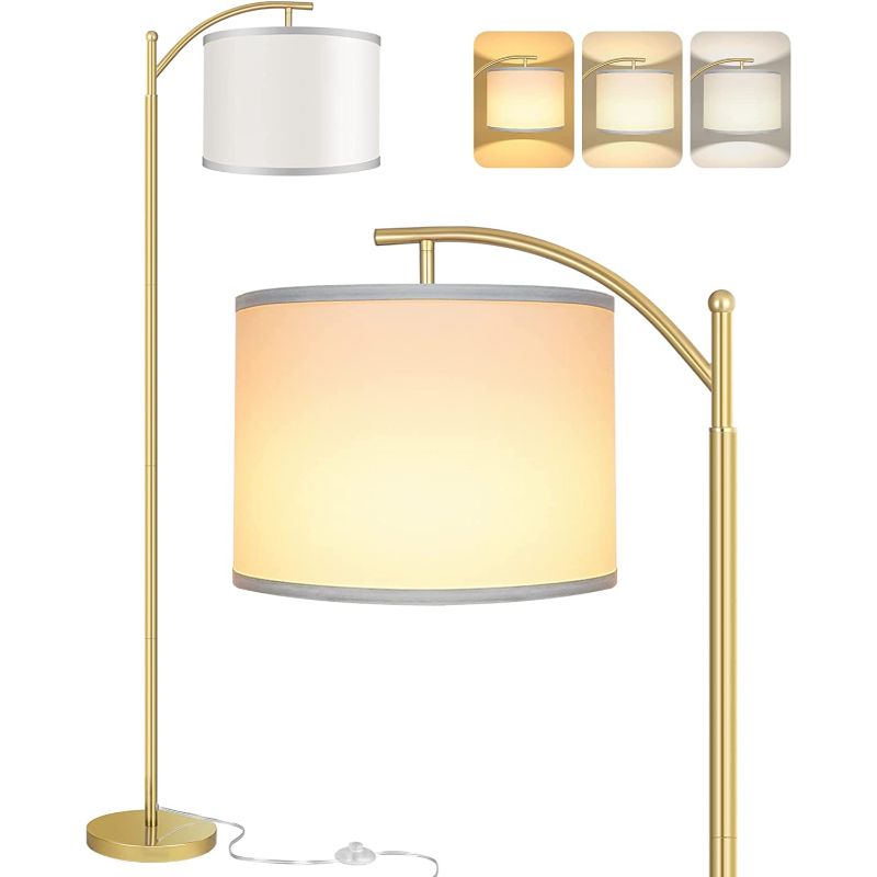 Avelena | Stehlampe mit 3 Farbtemperaturen LED-Glühbirne, Stehlampe hohe industrielle Stehlampe Lesen für Schlafzimmer, Büro, weiße Lampenschirm enthalten