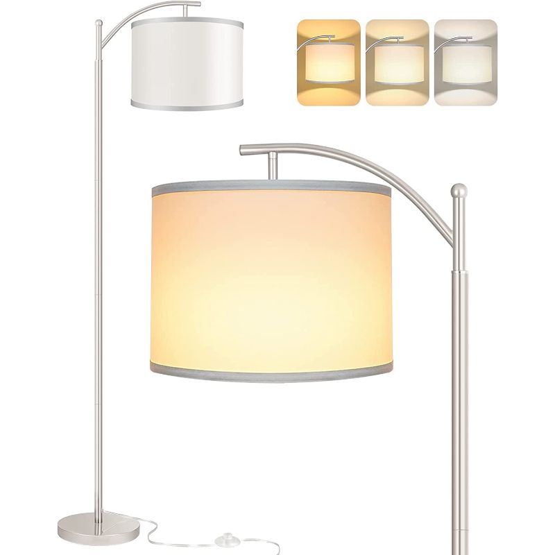 Avelena | Stehlampe mit 3 Farbtemperaturen LED-Glühbirne, Stehlampe hohe industrielle Stehlampe Lesen für Schlafzimmer, Büro, weiße Lampenschirm enthalten