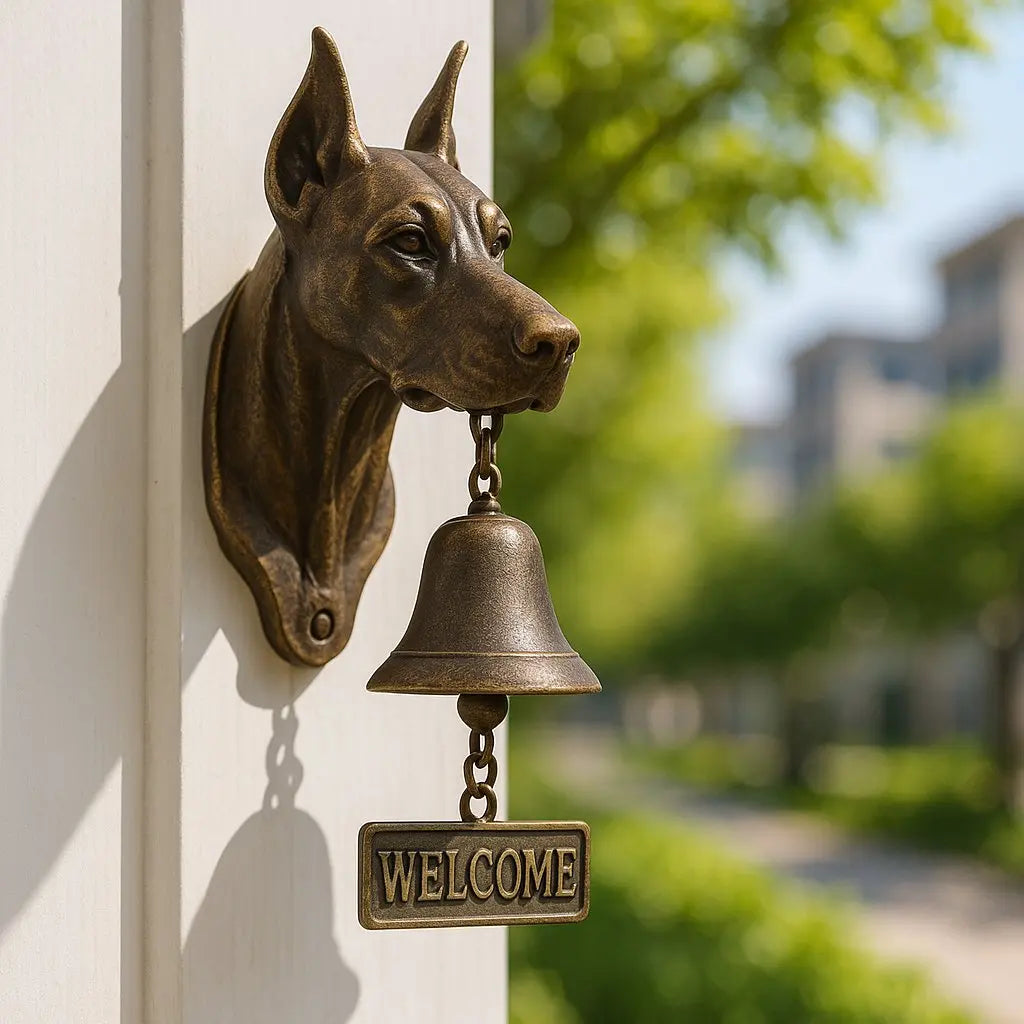 Avelena | Willkommen Glocke Schäferhund Bronze – Elegante Wandglocke mit Deutschem Schäferhund Design