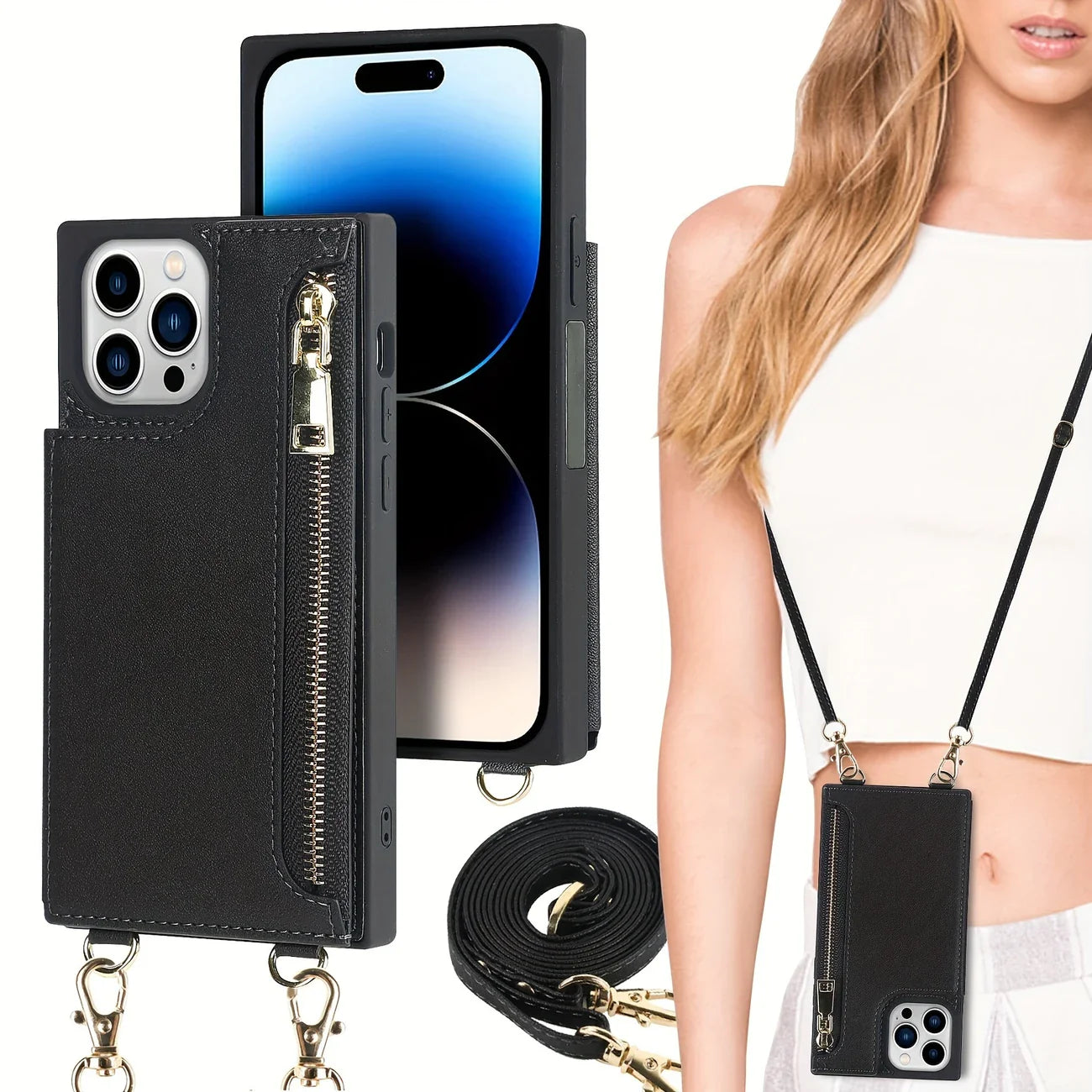 Avelena | 3in1 Handyhülle mit Karten und Münzfach Umhänge Tasche