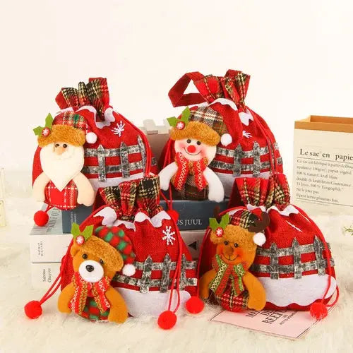 Avelena | Weihnachten Geschenkbeutel | Stoffbeutel mit Kordelzug | Verschiedene Designs | Wiederverwendbar