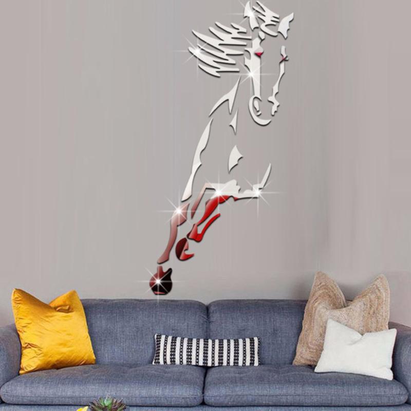 Avelena | 3D Acryl Moderner Spiegel-Pferd Wandaufkleber