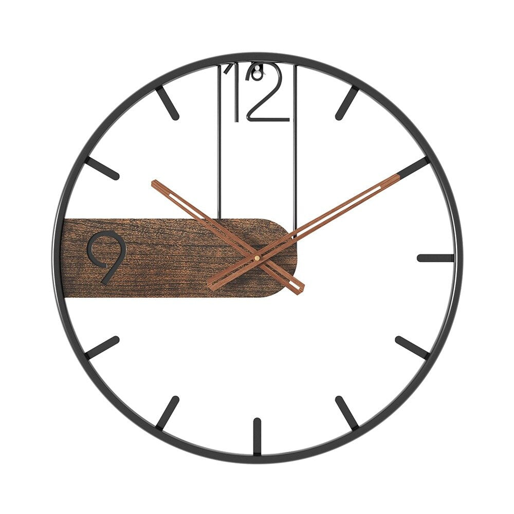 Avelena | Stahl-Walnuss Wanduhr | Modernes Industriedesign mit Walnuss Holz